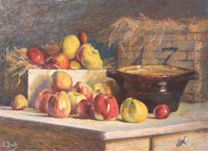 Still Life With Appels, Bowl And Basket (ca. 1918) by Anna Boch