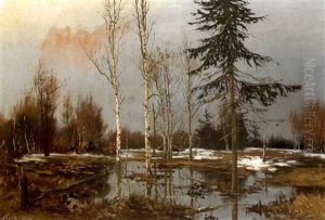 Winterlicher Waldrand by Mikhail Ilych Bocharov