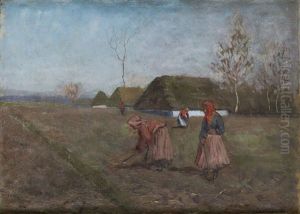 Scena Rodzajowa Z Kobietami Pracujacymi Na Polu by Jan Bochenski