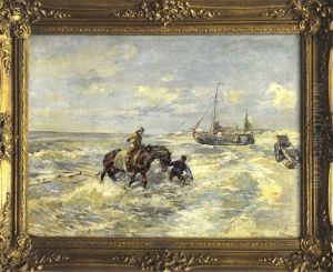 Krabbenfischer An Der Hollandischen Kuste by Gregor von Bochmann the Elder