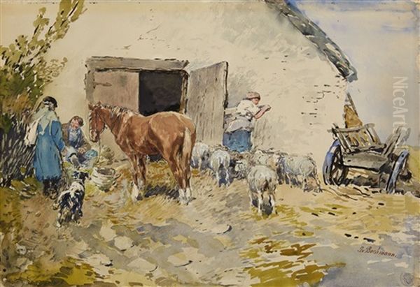 Farm With A Horse And Sheep - view 1
