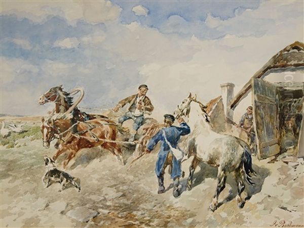Baltic Farmstead And A Horse And Cart - view 1