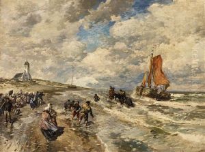A Beach Scene Near Scheveningen by Gregor von Bochmann the Elder