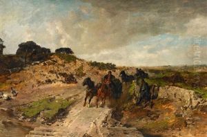 Estnische Landschaft Mit Pferdewagen
