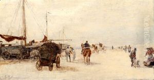 Vissers Met Paarden En Boten Op Het Strand Bij Katwijk Vissers Met Paarden En Boten Op Het Strand Bij Katwijk