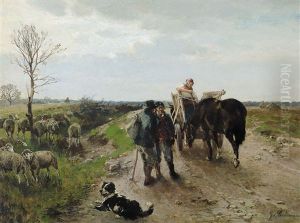 Begegnung Auf Der Landstrasse, Ein Bauer Und Ein Schafer by Gregor von Bochmann the Elder