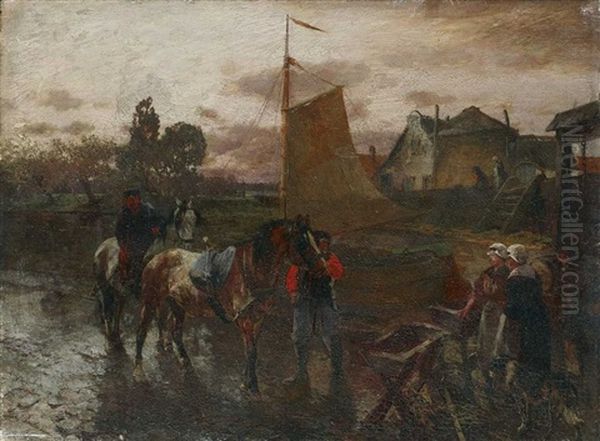Landschaft Mit Bauern Am Kanal - view 1