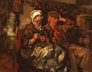 Estnisches Bauernpaar In Der Stube by Gregor von Bochmann the Elder