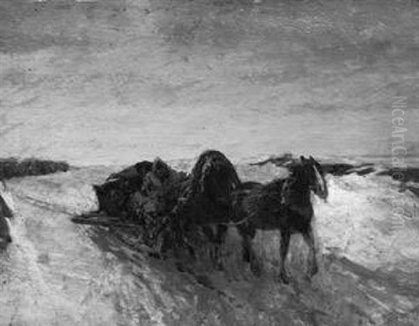 Estnische Bauern Auf Pferdeschlitten Im Winter - view 1