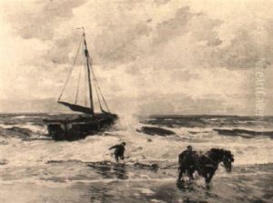 Krabbenfischer Am Strand by Gregor von Bochmann the Elder