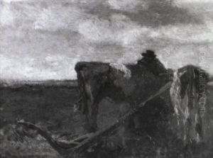 Bauer Mit Ochsengespann Vor Dem Pflug by Gregor von Bochmann the Elder