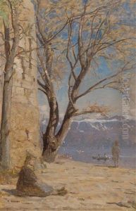 Scene Familiale A La Tour Haldimand (ouchy) by Francois-Louis-David Bocion