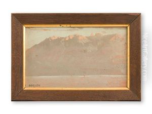 Der Lac Leman Mit Blick Auf Das Mont Blanc-massiv Bei Sonnenuntergang by Francois-Louis-David Bocion