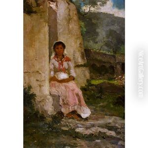 La Pause De La Lavandiere, San Stefano by Francois-Louis-David Bocion