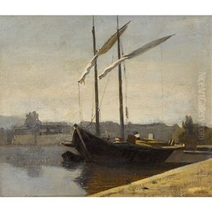 Amarrage Au Quai Du Mont-blanc A Geneve by Francois-Louis-David Bocion