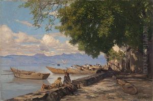 Le Depart Des Pecheurs A La Grande Rive by Francois-Louis-David Bocion