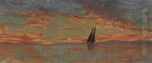 Coucher De Soleil Sur Le Leman by Francois-Louis-David Bocion
