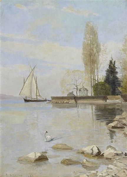 Barque Au Large Des Quais De Montreux - view 1
