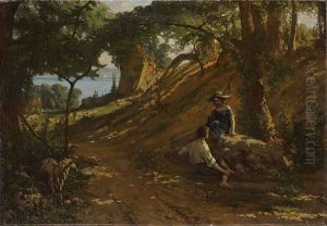 Scene Bucolique Au Denantou (commune D'ouchy) by Francois-Louis-David Bocion