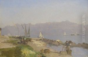 Barques Sur Le Leman by Francois-Louis-David Bocion