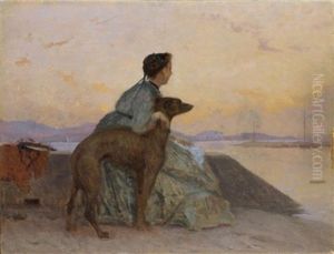 Madame Bocion Et Son Chien Domestique by Francois-Louis-David Bocion
