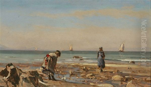 Les Enfants De L'artiste Jouant Sur La Greve - view 1