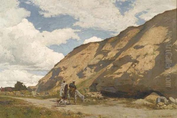 Paysage Avec Deux Cavaliers En Costumes D'afrique Du Nord - view 1