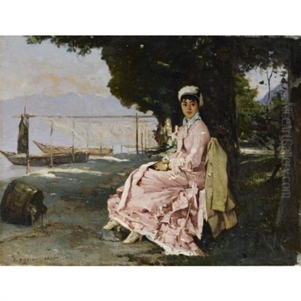 A Young Woman At The Water's Edge - view 1