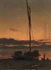 Barque Au Clair De Lune by Francois-Louis-David Bocion