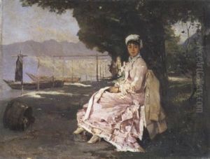 Elegante Au Bord Du Lac Leman by Francois-Louis-David Bocion