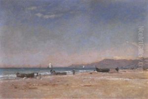 Scene De Plage A Bordighera by Francois-Louis-David Bocion