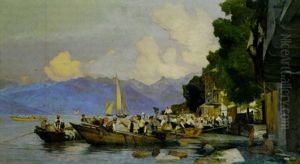 Le Depart Des Pecheurs A La Grande Rive by Francois-Louis-David Bocion