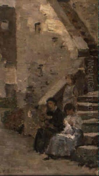 Zwei Frauen Mit Kindern In Einem Hof - view 1