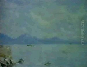 La Promenade En Bateau Devant Ouchy by Francois-Louis-David Bocion