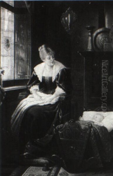 Interior Genre Scene With Mother And Baby - view 1