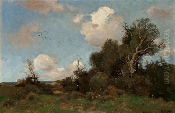 Peasant Woman Walking Through Landscape - view 1