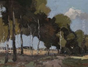 A Figure Walking Among Birch Trees