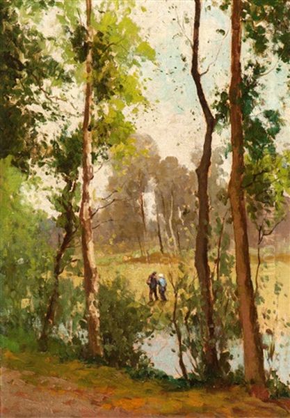 Two Wanderers In A Light Birch Forest - view 1