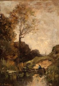 Landscape With Small Boat by Theophile Emile Achille De Bock