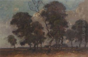 Leading The Sheep Across The Heath by Theophile Emile Achille De Bock