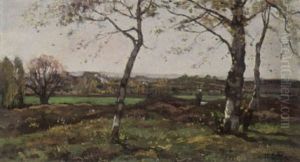A Landscape With Birch Trees by Theophile Emile Achille De Bock