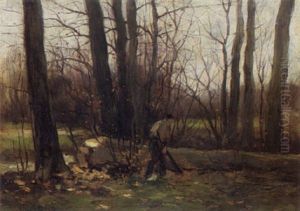 Woodcutter by Theophile Emile Achille De Bock