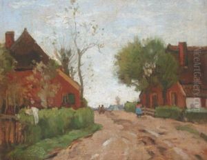 L'entree Du Village by Theophile Emile Achille De Bock