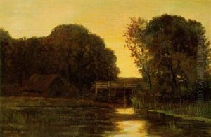 Bruggetje Over Een Beek by Theophile Emile Achille De Bock