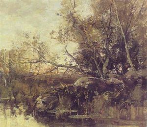 A Fen In The Woods Of Fontainebleau by Theophile Emile Achille De Bock