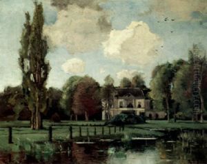 A Country Estate On A Lake by Theophile Emile Achille De Bock