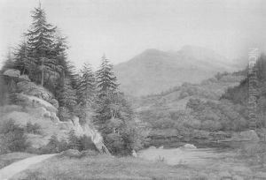 Gebirgslandschaft Mit Wanderer