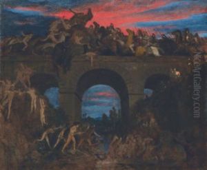 Der Kampf Auf Der Brucke (romerschlacht) (battle On The Bridge) by Arnold Boecklin