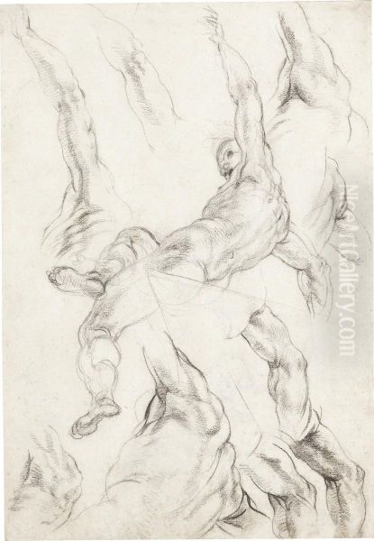 Studies Of A Seated Male Nude, And Of His Raised Left Arm - view 1