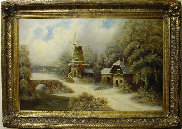 Windmuhle In Verschneiter Landschaft - view 1